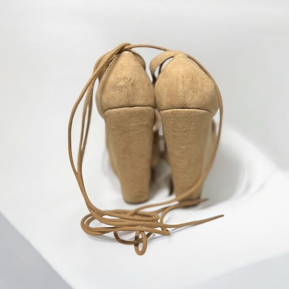 🌻Antrhopologie FARYL Robin Judy Tan Boho Platform Wedge Platform Sandal Size 8 - Picture 3 of 13